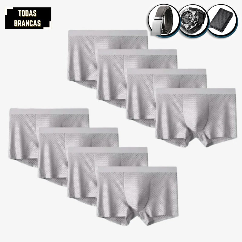 [COMPRE 4 LEVE 8] Kit Cuecas Boxer Premium SkyPants + 3 BRINDES: Cinto, Relógio e Carteira