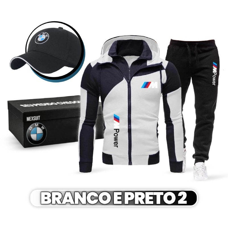 Conjunto Moletom Masculino Sport BMW (Antiodor e Confortável!) + BRINDE: Boné BMW