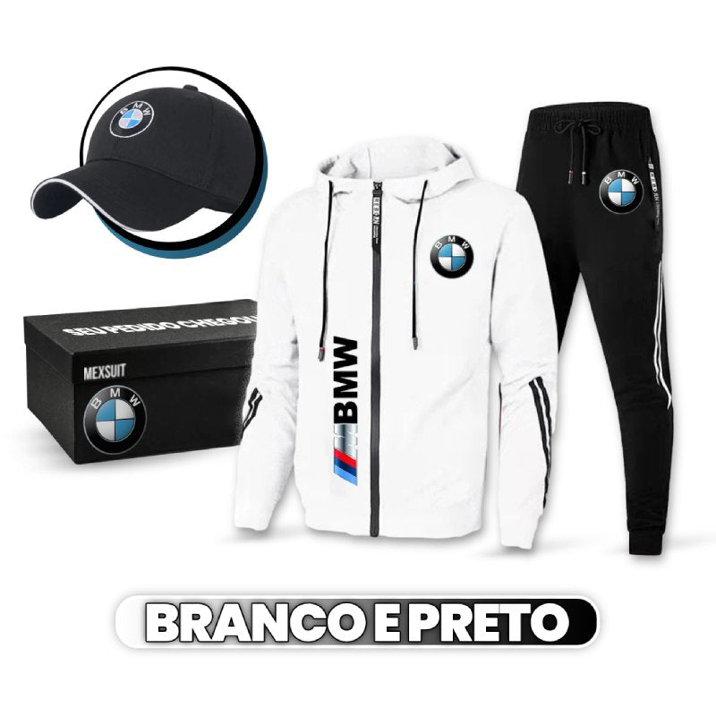 Conjunto Moletom Masculino Sport BMW (Antiodor e Confortável!) + BRINDE: Boné BMW