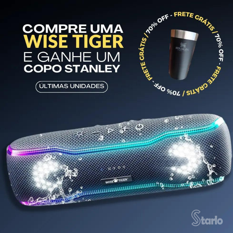 Caixa de Som WiseTiger Turbo + Brinde Exclusivo - Ultimas Unidades